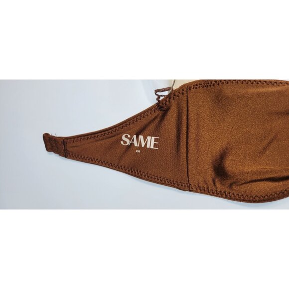 SAME Los Angeles Swim Bikini Set 2Pc Strapless Top High Weist Bottom Brown SZ XS - Picture 6 of 8